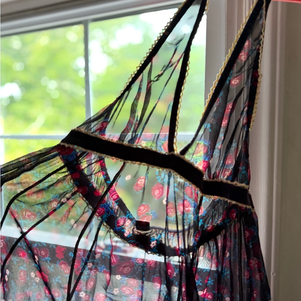 Black and Pink Floral Chemise